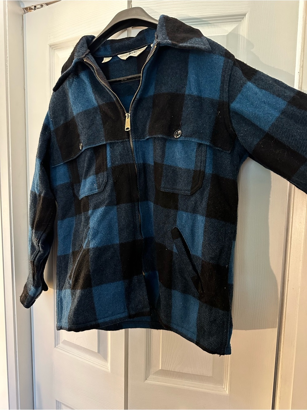 Woolrich Blue & Black Buffalo Plaid Zip-Front Shirt Jacket